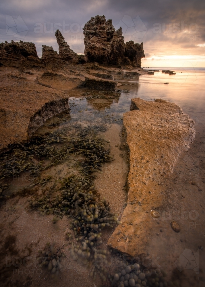 Rock formation by the beach - Australian Stock Image