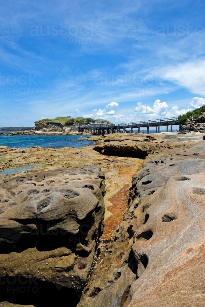 Rock formations at Bare Island, La Perouse - Australian Stock Image