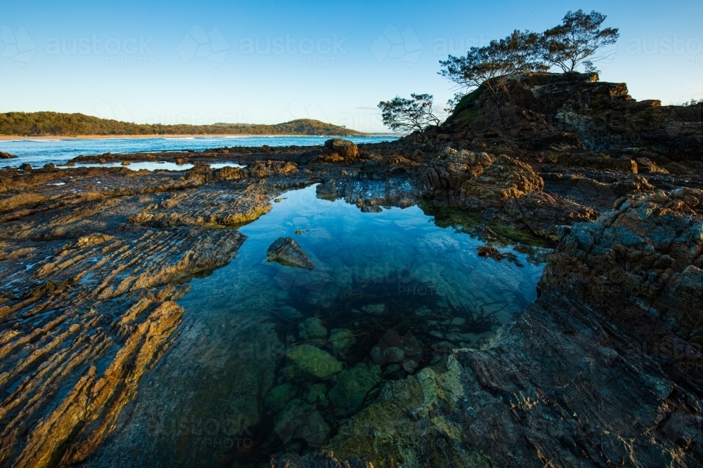 Rockpool at Pebbly Beach - Australian Stock Image