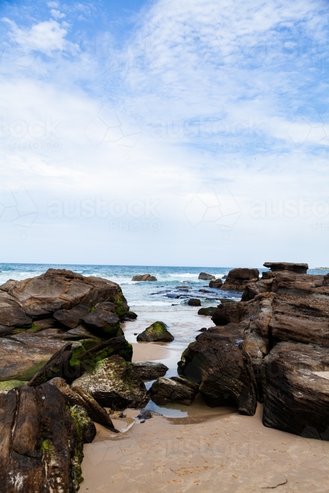 Rocky beach in Newcastle - Australian Stock Image