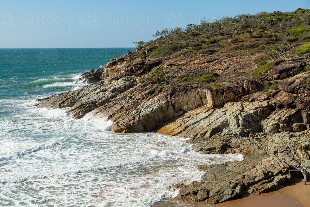 Rocky coastline near Seventeen Seventy, Queensland. - Australian Stock Image