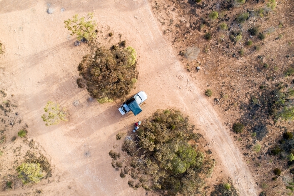 Rooftop tent bush camping on the Nullarbor Plain - Australian Stock Image