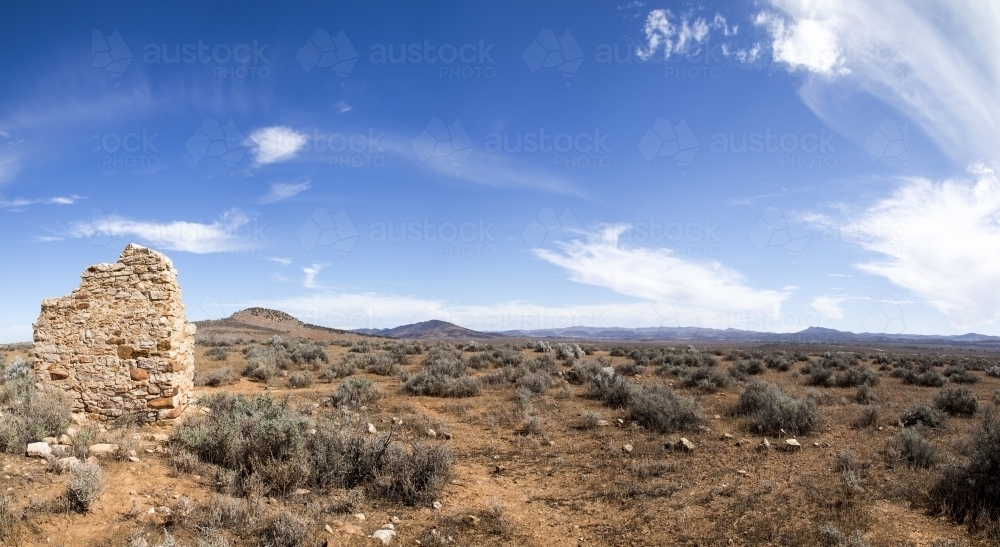 Ruin in an arid landscape - Australian Stock Image