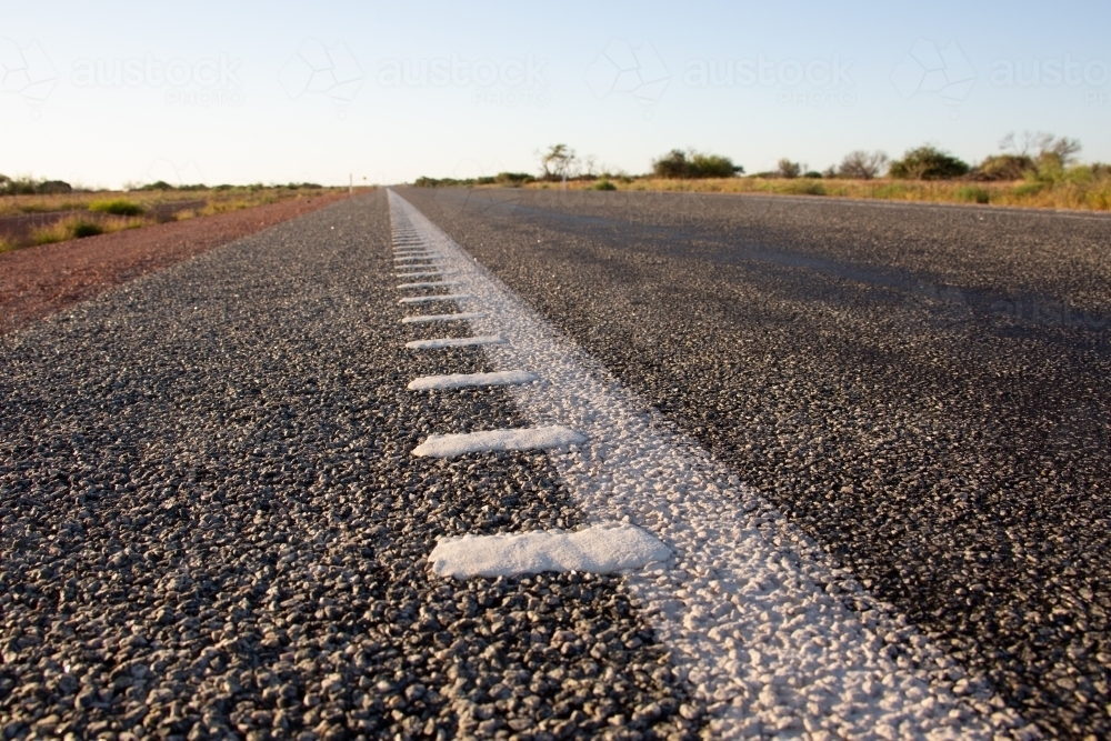 Rumble strip on the side of an outback highway - Australian Stock Image