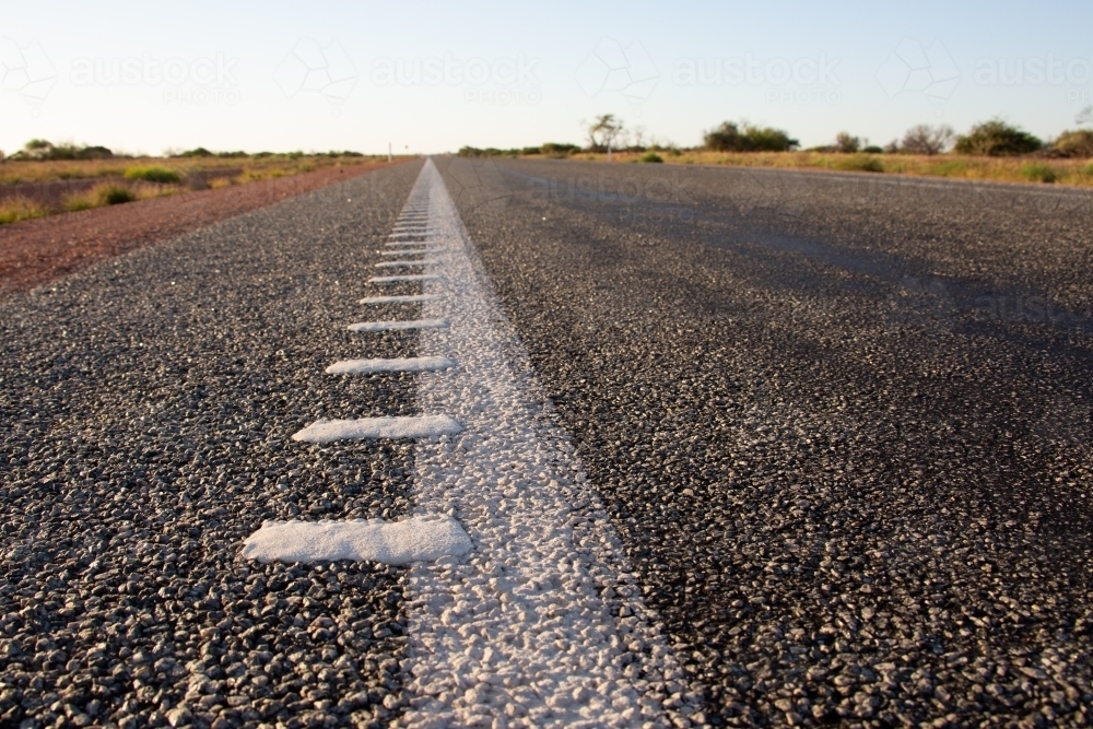Rumble strip on the side of an outback highway - Australian Stock Image