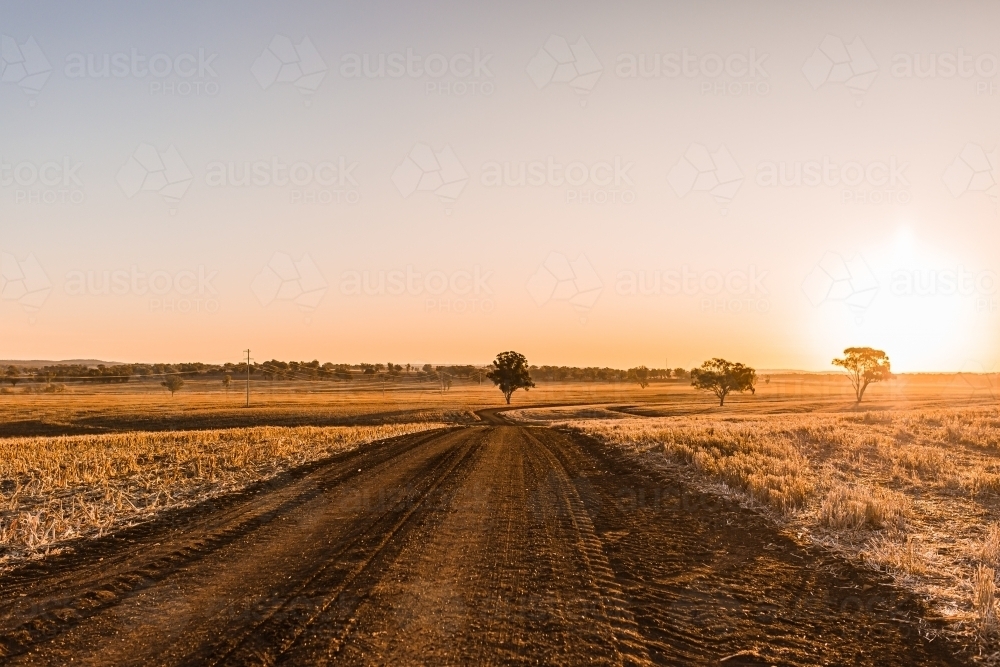 Rural landscape with horizon in late afternoon - Australian Stock Image