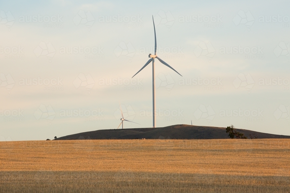 Rural Wind Turbine in a farm setting - Australian Stock Image