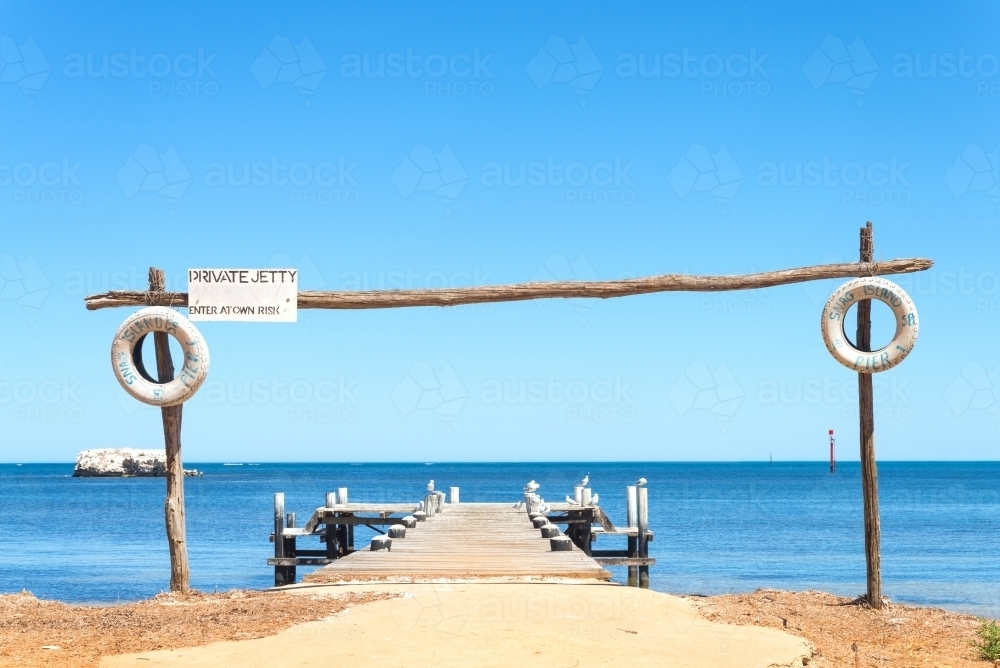 Rustic Jetty On Sunny Day - Australian Stock Image