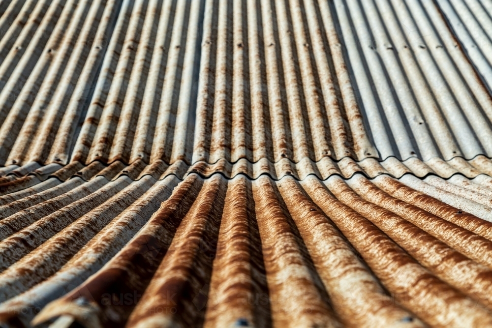 Rusty corrugated iron roof texture. - Australian Stock Image