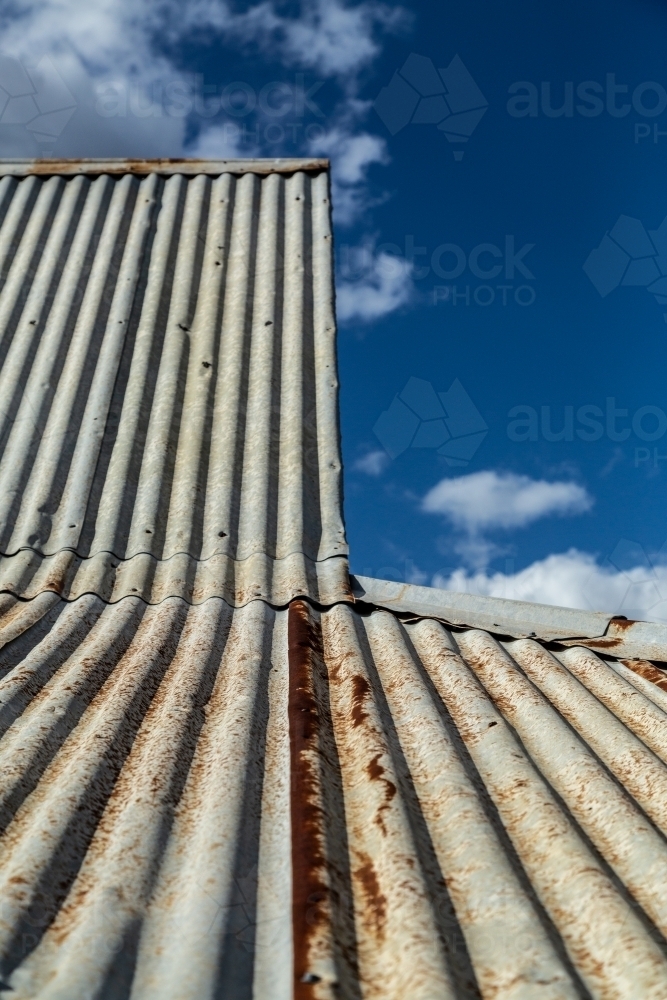 Rusty corrugated iron roof texture. - Australian Stock Image