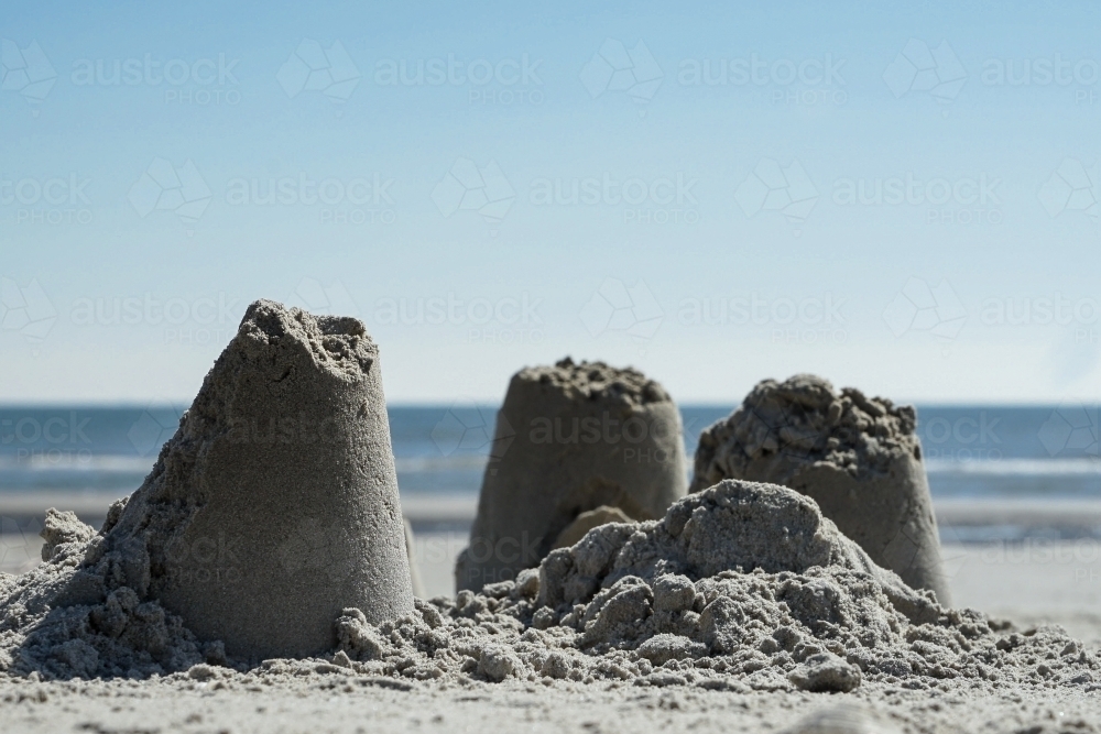 Sandcastle on beach - Australian Stock Image