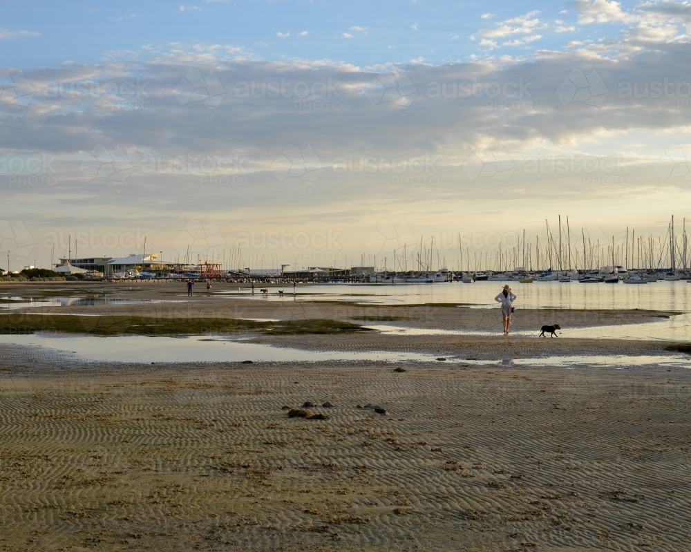 Sandringham beach at sunset - Australian Stock Image