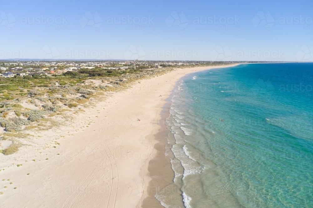 Sandy beach at Secret Harbour, Perth, Western Australia, on a clear day in summer - Australian Stock Image