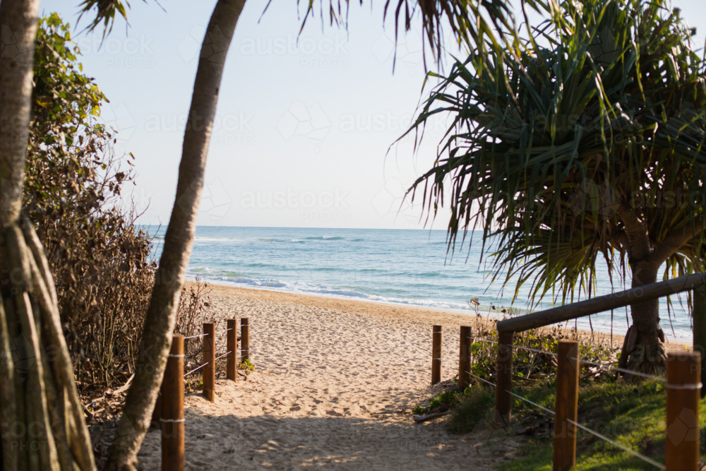 Sandy Path to Empty Sandy Beach - Australian Stock Image