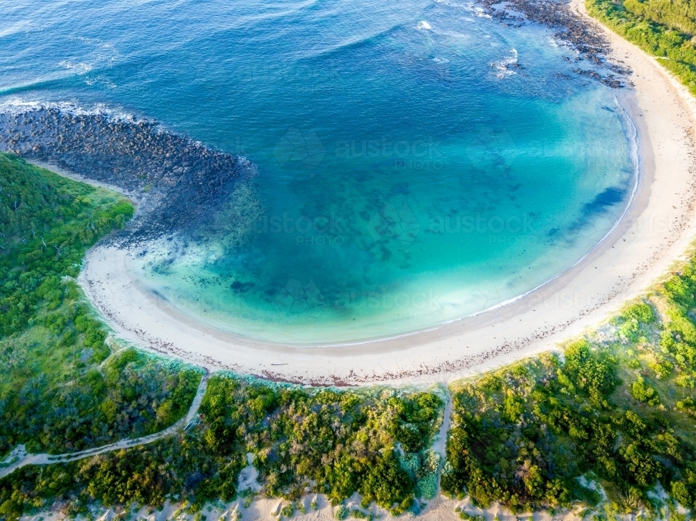 Scenic views over Broulee Spit south beach - Australian Stock Image