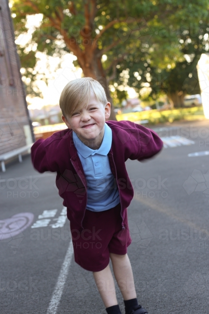 School boy being silly for the camera - Australian Stock Image