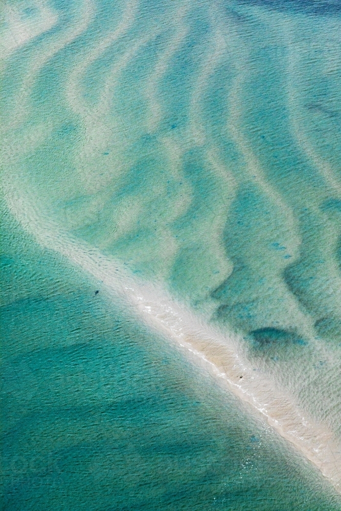 sea channels and shallows with sand ripples - Australian Stock Image