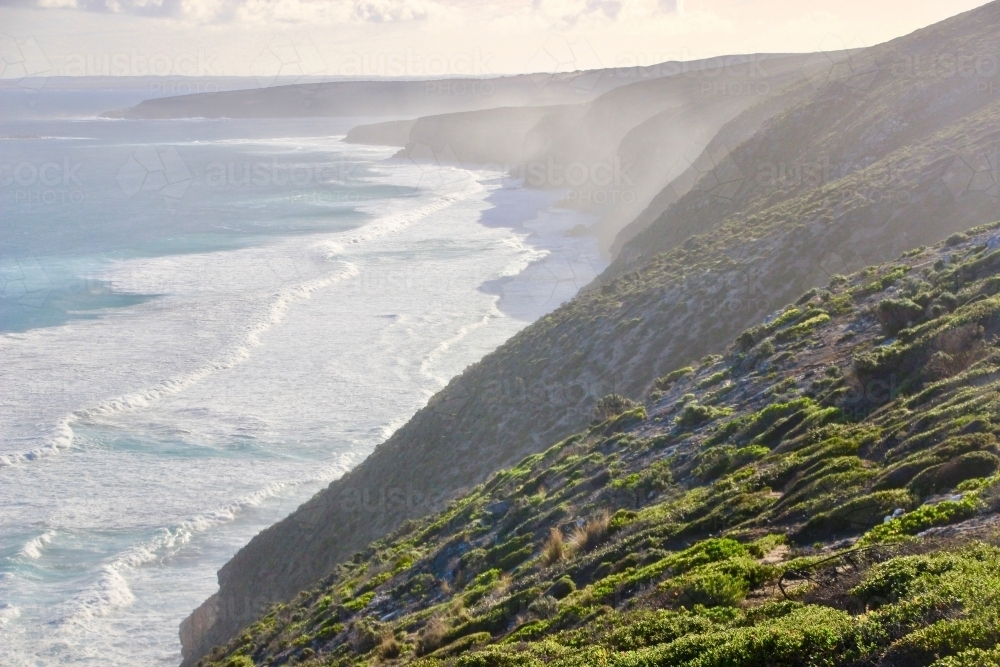 Sea Mist on the Coastal Cliffs - Australian Stock Image