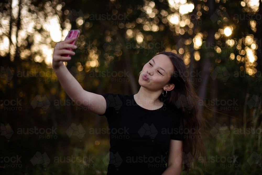 selfie pose - Australian Stock Image