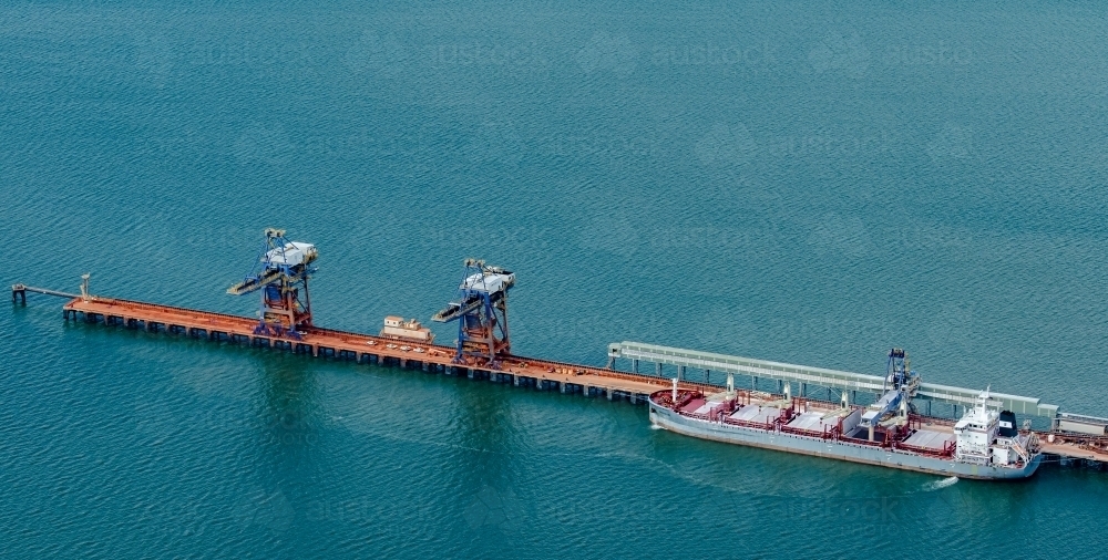 Ship docked at a wharf on Fisherman's Landing - Australian Stock Image