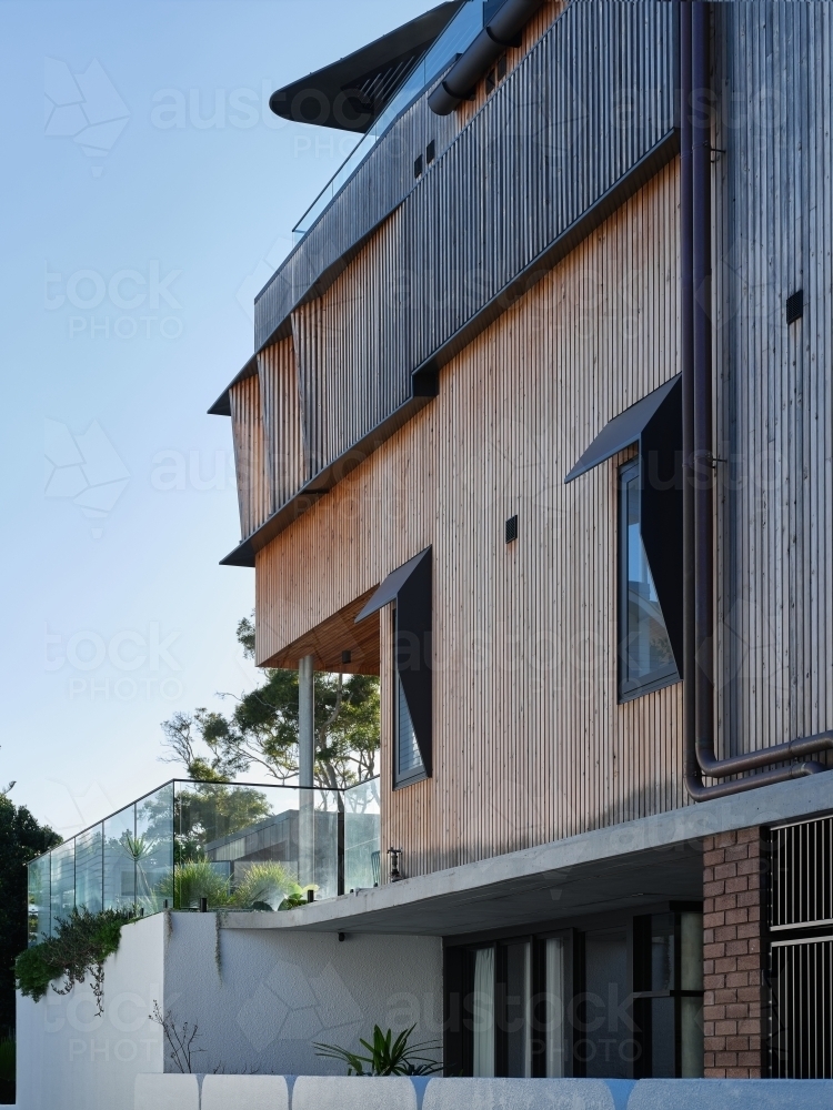 Side of modern wooden home - Australian Stock Image