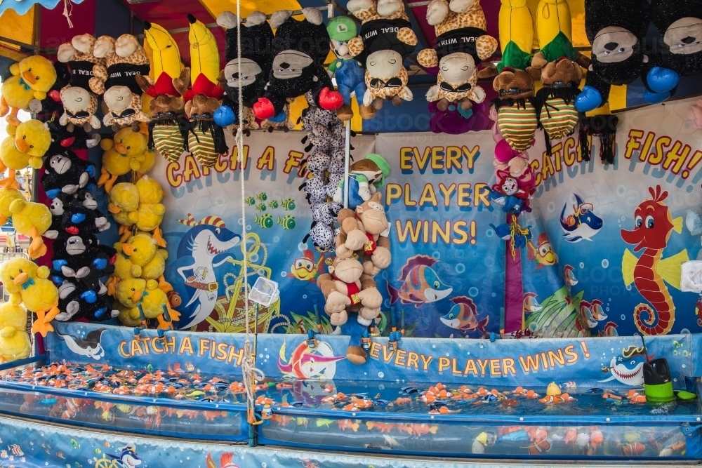 Sideshow alley child fishing game at local show - Australian Stock Image