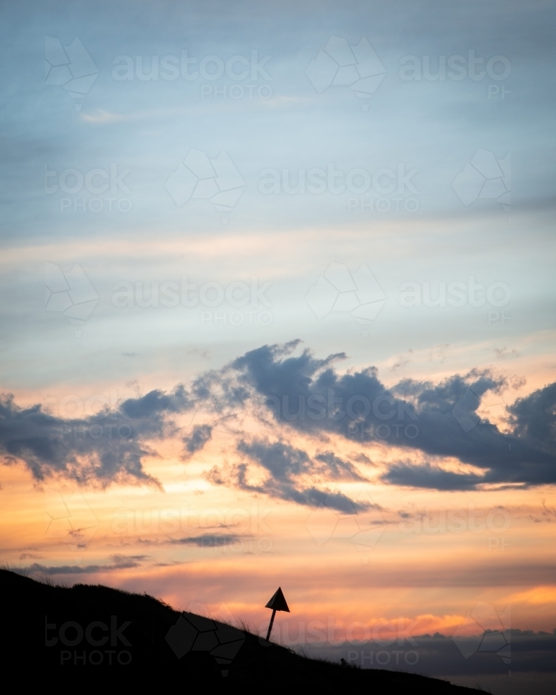 Silhouetted Sign at Sunrise - Australian Stock Image