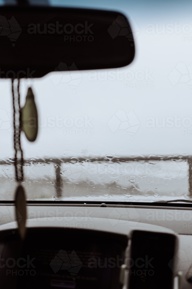 Sitting in the car on a wet day - Australian Stock Image