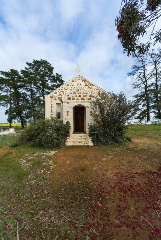 Small stone church in the countryside - Australian Stock Image