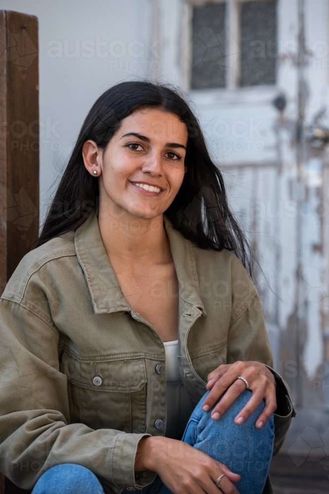 smiling indigenous Australian woman - Australian Stock Image