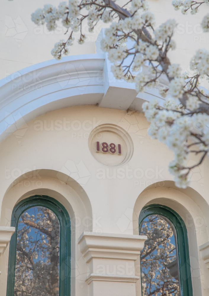 Spring blossoms and a small country town post office - Australian Stock Image