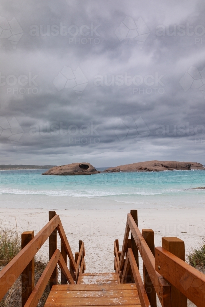 Stairway down to Twilight Beach, Esperance. - Australian Stock Image