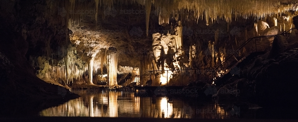 Stalactites in Lake Cave underground. - Australian Stock Image