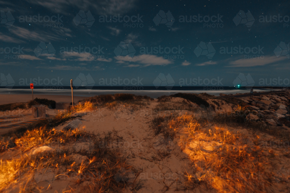 Starry night over Iluka Beach in the NSW northern rivers region - Australian Stock Image