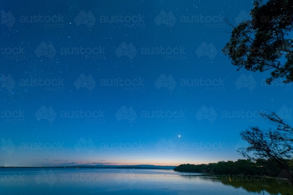 Stars in the early evening over St Georges Basin - Australian Stock Image