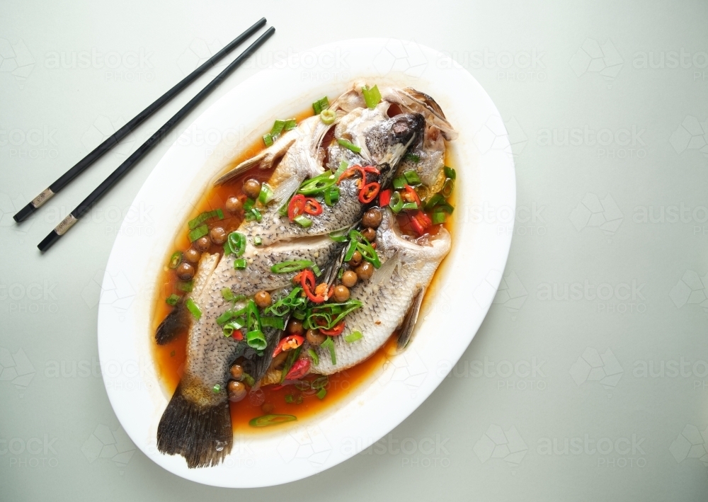 Steamed fresh fish - Australian Stock Image