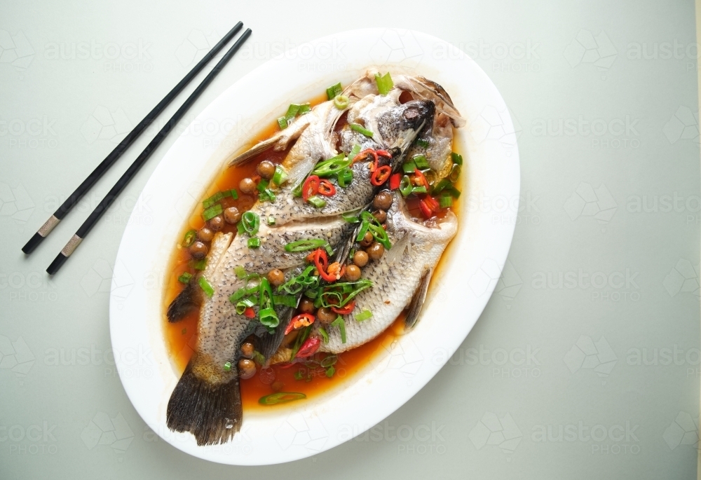 Steamed fresh fish - Australian Stock Image