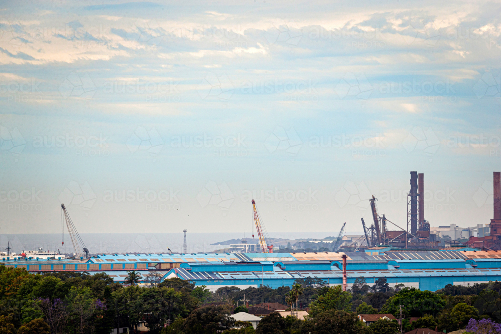 Steel Smelter on Port Kembla skyline - Australian Stock Image