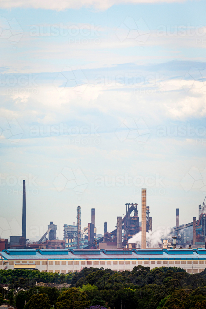 Steel Smelter on Port Kembla skyline - Australian Stock Image