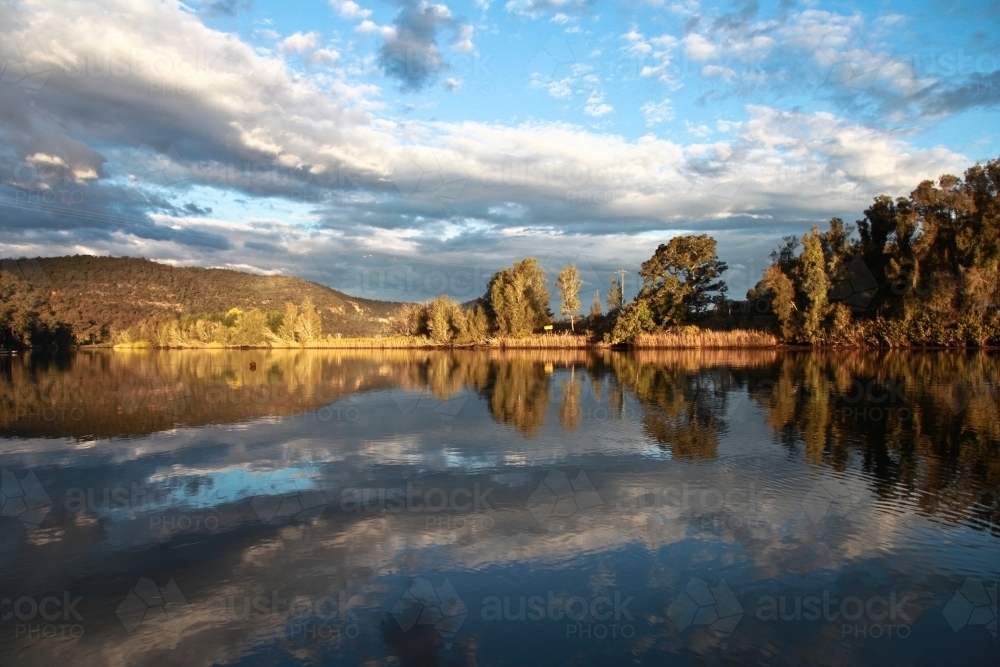 Still river with reflection - Australian Stock Image