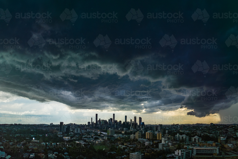 Storm approaching Brisbane City CBD - Australian Stock Image