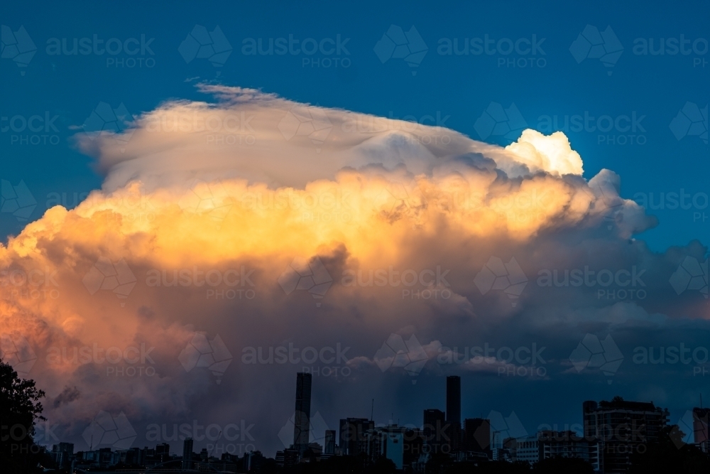 Storm clouds above Brisbane City - Australian Stock Image