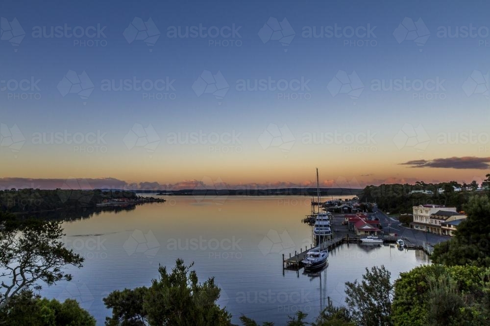 Strahan Harbour at sunrise - Australian Stock Image