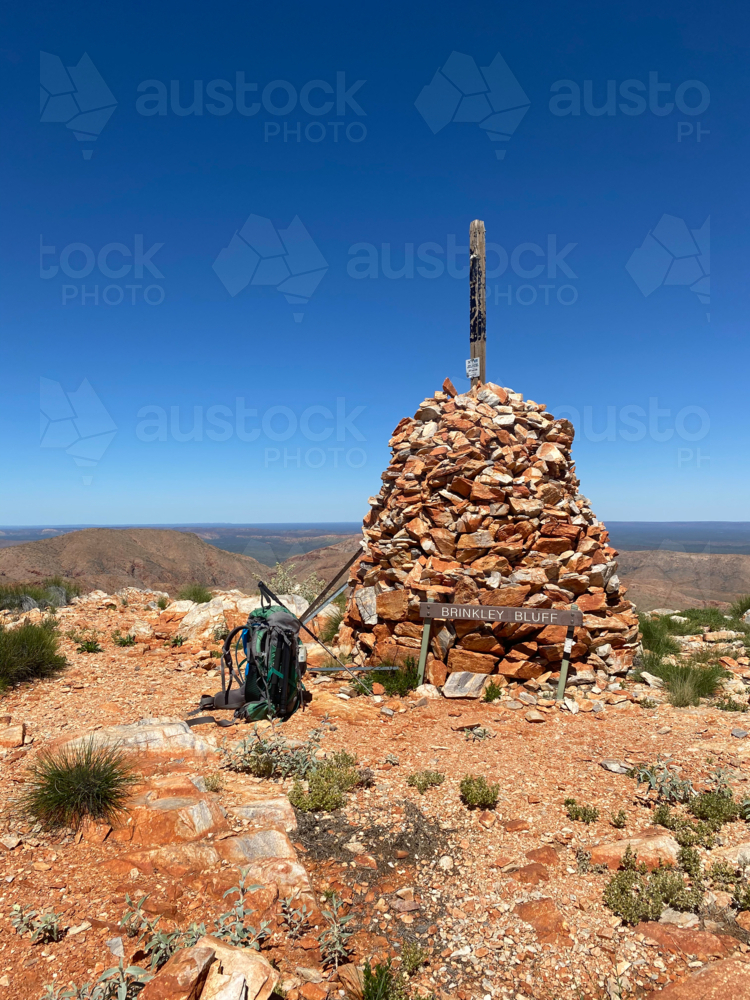 Summit of Brinkley Bluff on the Larapinta Trail Hike - Australian Stock Image