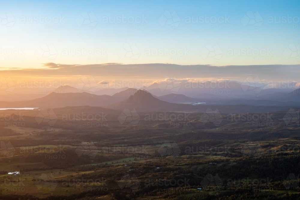 Sunrise landscape Scenic Rim - Australian Stock Image