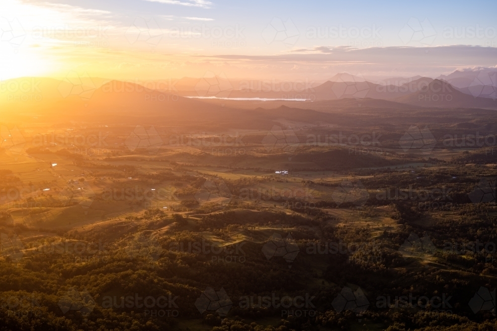 Sunrise landscape Scenic Rim - Australian Stock Image