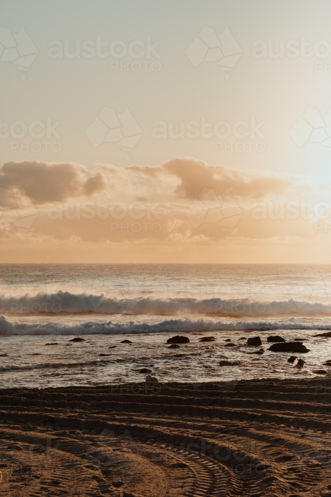 Sunrise over the ocean at Bronte Beach - Australian Stock Image