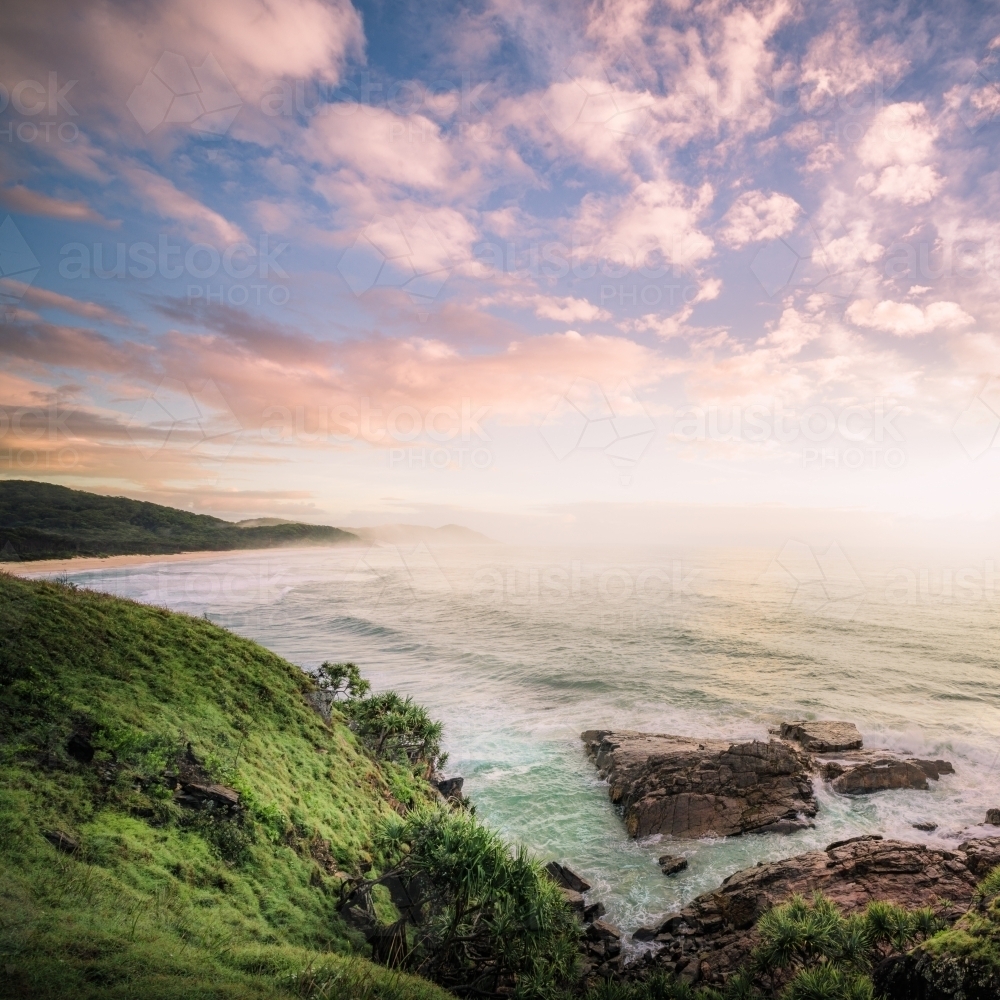 Sunrise over the ocean at Grassy Head on the NSW Mid North Coast - Australian Stock Image