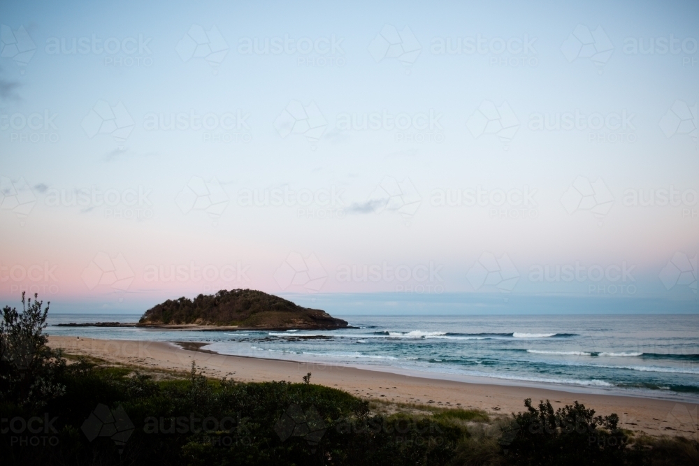 sunset at south coast beach - Australian Stock Image