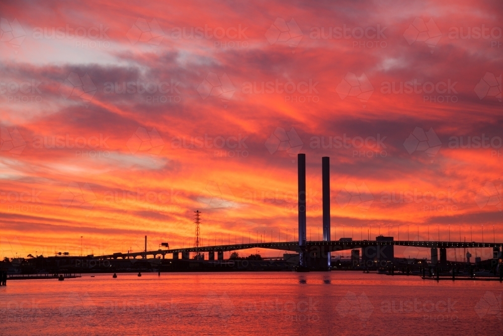 Sunset Over Bolte Bridge Melbourne - Australian Stock Image